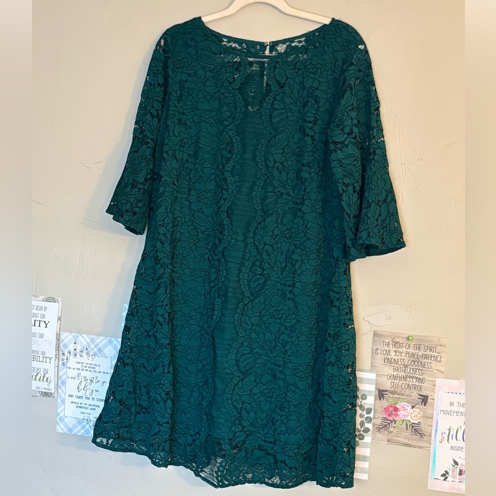 Gabby Skye Teal Lace Long Sleeve Dress